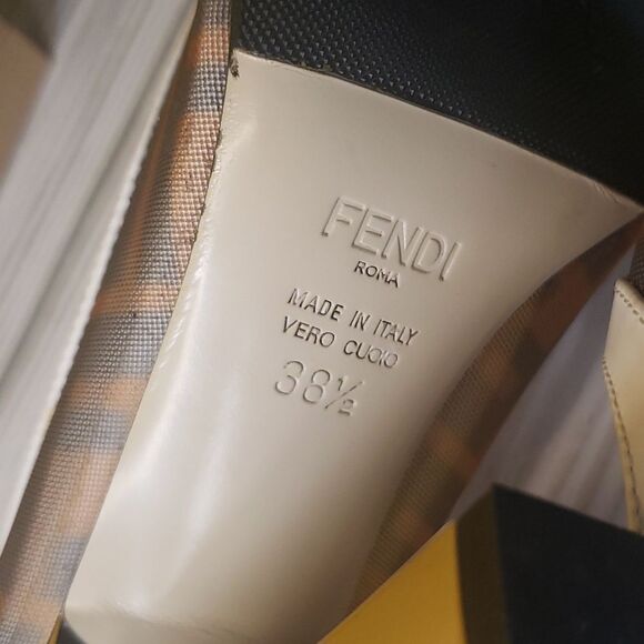 FENDI Colibri FF Monogram Mesh And Leather Heels - Picture 12 of 12